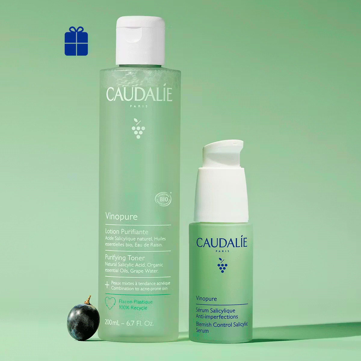 Дуэт Vinopure для чистой кожи (Сыворотка + Очищающий Тоник в Подарок)